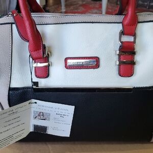 Adrienne Vittadini Black and Cream AND RED  Belted Barrel  NWT
